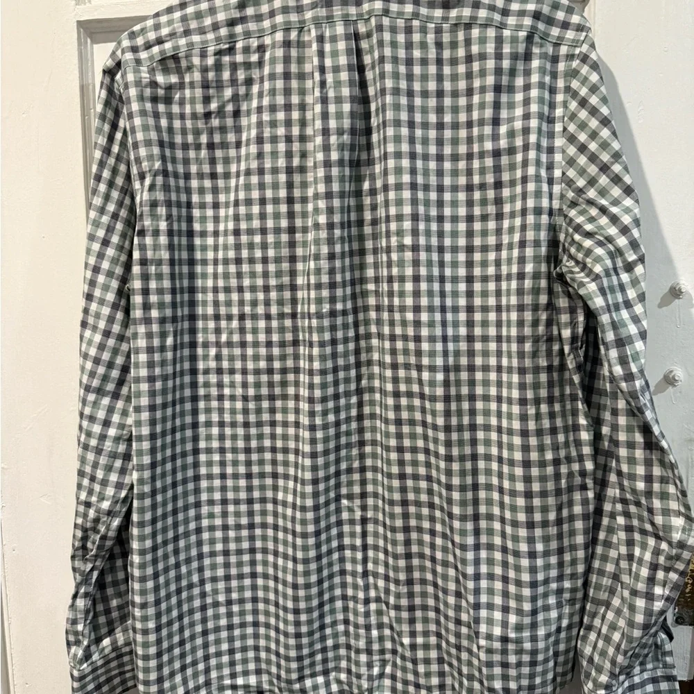 J. Crew Men's Gray and White Checkered Shirt